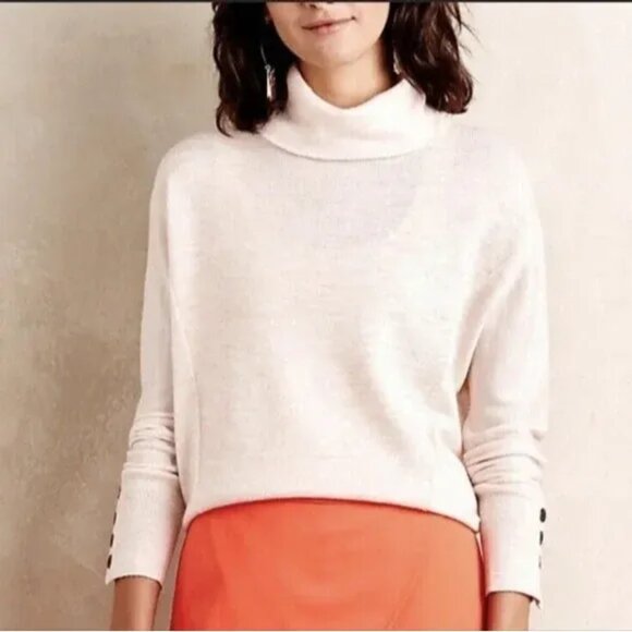 Anthropologie Moth Blush Turtleneck Wool Sweater, Size Medium - Picture 1 of 6